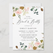 Blush Floral & Gold Vrijgezellenfeest Brunch & Bub Kaart (Voorkant)