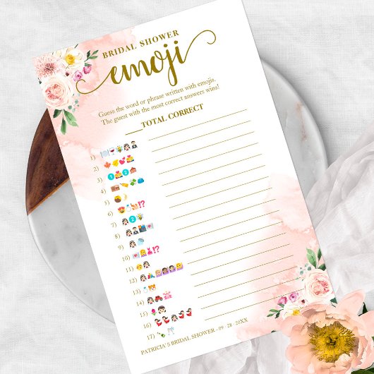 Blush Floral Gold Vrijgezellenfeest Emoji Pictiona Flyer