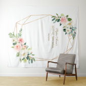 Blush Floral Gold Vrijgezellenfeesten Foto Booth P Wandkleed (In Situ (horizontaal))