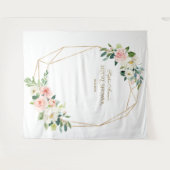 Blush Floral Gold Vrijgezellenfeesten Foto Booth P Wandkleed (Voorkant (horizontaal))