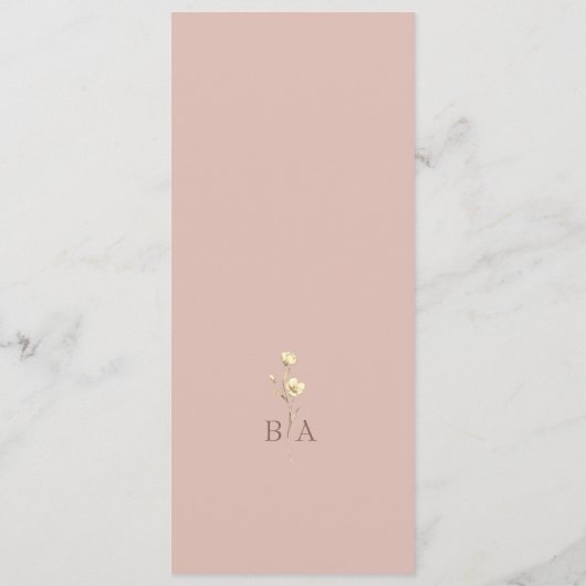 Blush Floral Gold Wedding Menu Kaart (Achterkant)