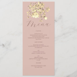 Blush Floral Gold Wedding Menu Kaart