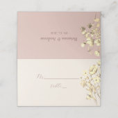 Blush Floral Gold Wedding Place Card Plaatskaartje (Buitenkant ongevouwen)