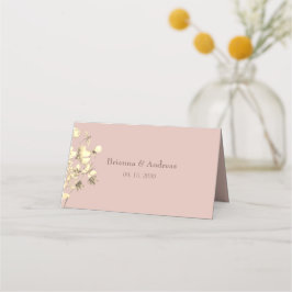 Blush Floral Gold Wedding Place Card Plaatskaartje