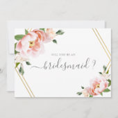 Blush Floral Gold wil je mijn bruidsmeisje zijn Kaart (Voorkant)
