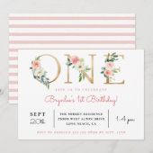 Blush Floral Golden ONE | 1e uitnodiging van de da (Voorkant / Achterkant)