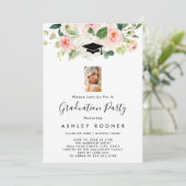 Blush Floral Graduation Invitations Kaart (Staand voorkant)