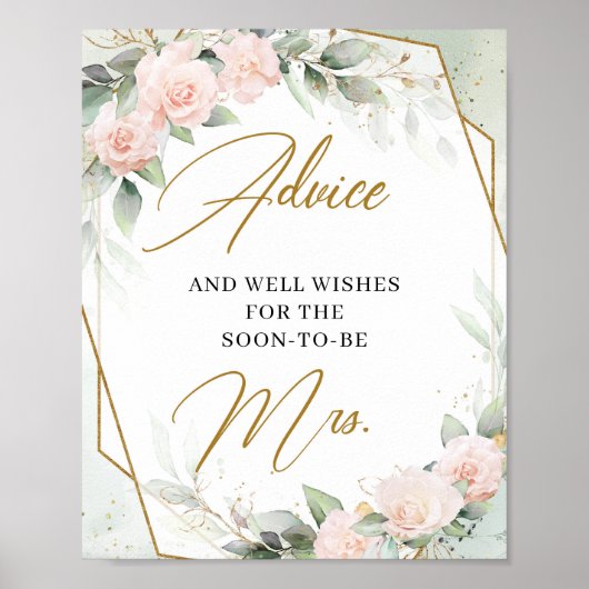 Blush floral greenery Advice voor het bruinbord Poster (Voorkant)