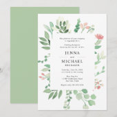 Blush floral greenery bruiloft receptie (Voorkant / Achterkant)