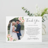 Blush Floral Greenery Gold Geometric Photo Weddens Bedankkaart (Staand voorkant)