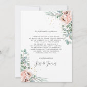 Blush Floral Greenery Gold Geometric Photo Weddens Bedankkaart (Achterkant)