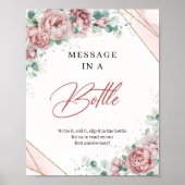 Blush floral greenery Gold Message in a Bottle Poster (Voorkant)