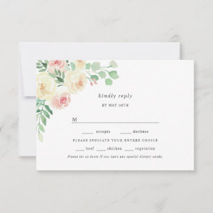 Blush Floral Greenery kiest voor bruiloft rsvp Kaartje