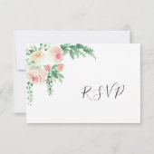 Blush Floral Greenery kiest voor bruiloft rsvp Kaartje (Achterkant)