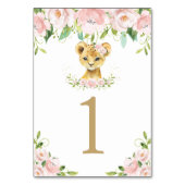 Blush Floral Greenery Lion Cub Baby shower Kaart (Achterkant)
