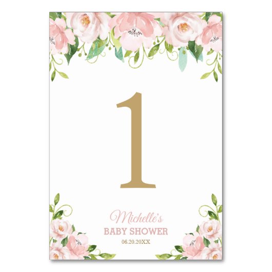 Blush Floral Greenery Lion Cub Baby shower Kaart (Voorkant)