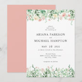 Blush Floral Greenery trouwuitnodiging 4196 Kaart (Voorkant / Achterkant)