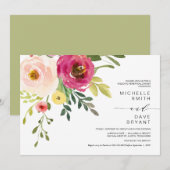 Blush Floral, Greenery, Wedding Rehearsal Dinner Kaart (Voorkant / Achterkant)
