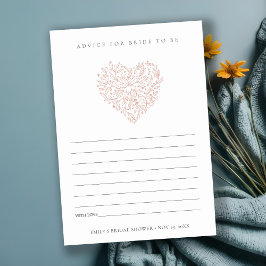 Blush Floral Heart advies voor Bride Vrijgezellenf Informatiekaartje