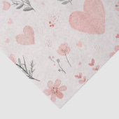 Blush Floral Heart Pattern Tissue Paper Tissuepapier (Detail)