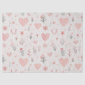 Blush Floral Heart Pattern Tissue Paper Tissuepapier (Voorkant)