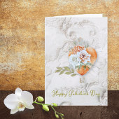 Blush Floral Heart with Baroque Plaster Texture Kaart