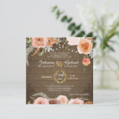 Blush Floral Herfst Rustic Wood Forest Green Leaf Kaart (Staand voorkant)