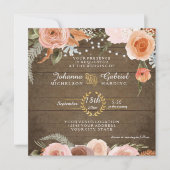 Blush Floral Herfst Rustic Wood Forest Green Leaf Kaart (Voorkant)