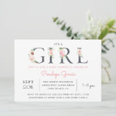 Blush Floral Het is een GIRL Baby shower Kaart (Staand voorkant)