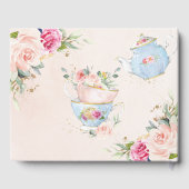 Blush Floral High Tea Party Baby Vrijgezellenfeest Gastenboek (Achterkant)