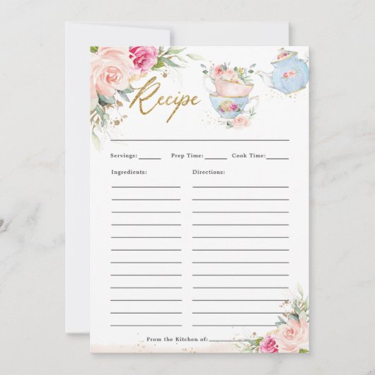 Blush Floral High Tea Party brengt Recipe Kaart me (Voorkant)