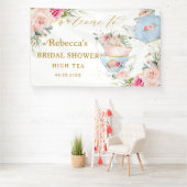 Blush Floral High Tea Party Vrijgezellenfeest Back Spandoek (Insitu)