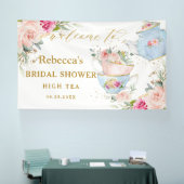 Blush Floral High Tea Party Vrijgezellenfeest Back Spandoek (Beurs)