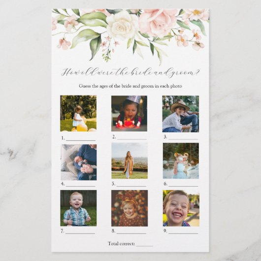 Blush Floral Hoe oud waren ze Vrijgezellenfeest sp (Voorkant)