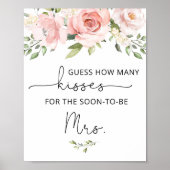Blush floral Hoeveel kisses vrijgezellenfeest game Poster (Voorkant)