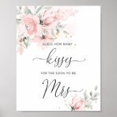 Blush floral Hoeveel kisses vrijgezellenfeest game Poster (Voorkant)