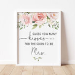 Blush floral Hoeveel kisses vrijgezellenfeest game Poster<br><div class="desc">Blush floral Hoeveel kisses vrijgezellenfeest game sign. Overeenkomende objecten beschikbaar.</div>