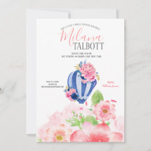 Blush Floral Hot Air ballon vrijgezellenfeest Kaart