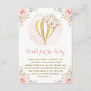 Blush Floral Hot Air ballonboeken voor Baby Informatiekaartje