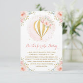 Blush Floral Hot Air ballonboeken voor Baby Informatiekaartje (Staand voorkant)