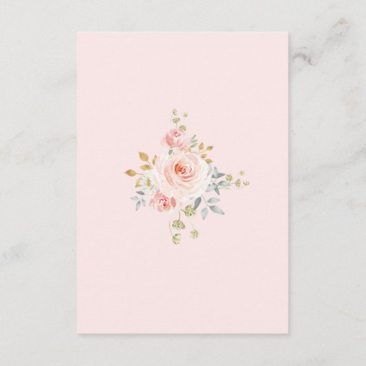 Blush Floral Hot Air ballonboeken voor Baby Informatiekaartje (Achterkant)