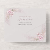 Blush Floral in One Wedding Invitation RSVP All In One Uitnodiging (Achterkant)