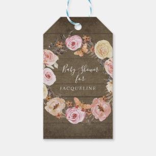 Blush Floral Is Een Meisje Vlinder Krans Rustiek Cadeaulabel