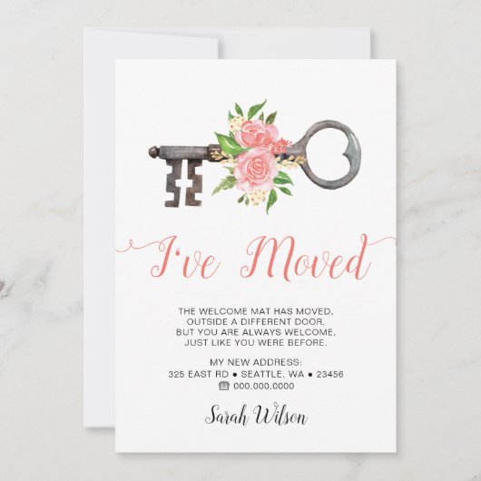  Blush Floral Key die ik heb verplaatst Aankondiging (Voorkant)