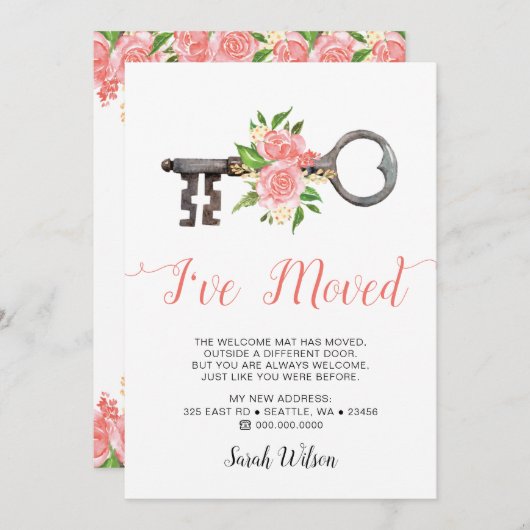  Blush Floral Key die ik heb verplaatst Aankondiging (Voorkant / Achterkant)