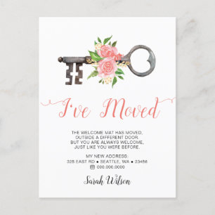  Blush Floral Key die ik heb verplaatst Aankondigingskaart