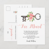  Blush Floral Key die ik heb verplaatst Aankondigingskaart (Voorkant / Achterkant)
