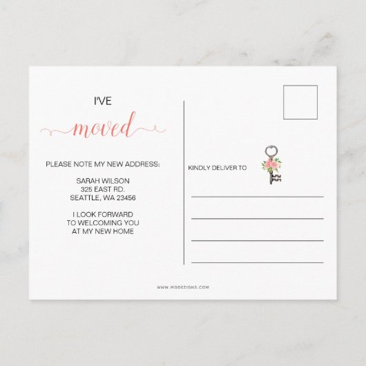  Blush Floral Key die ik heb verplaatst Aankondigingskaart
