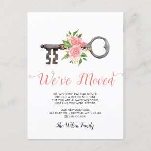 Blush  Floral Key die we hebben verplaatst Aankondigingskaart