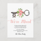 Blush Floral Key die we hebben verplaatst Aankondigingskaart (Voorkant)